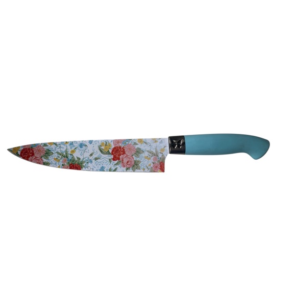 The Pioneer Woman Other - PIONEER WOMAN Floral Chef Knife Blue Handle Kitchen Cooking Cutlery Tool